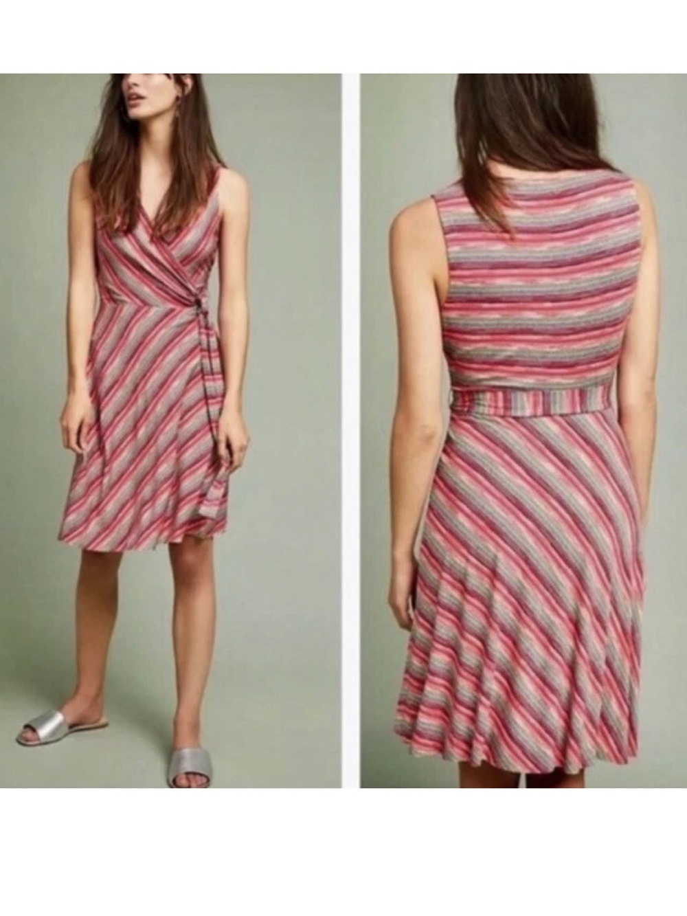 Anthropologie Bailey 44 Emile Faux Wrap Stripe Midi Dress Small